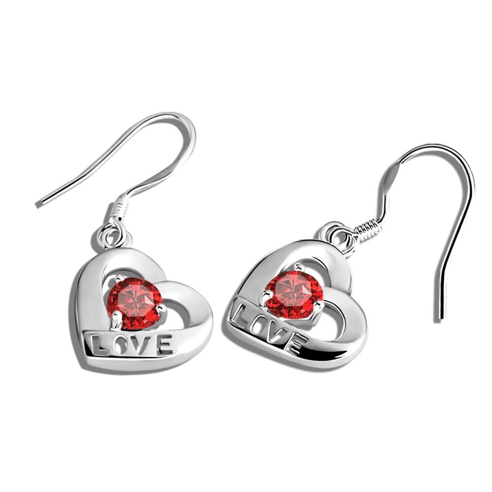 

Simple And Cold Wind Earrings Women S Electroplated Platinum Inlaid Zircon Temperament Heart-Shaped Earrings Jewelry