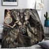 1PC Satan Symbol Print Flannel Blanket, High quality All Seasons, Home Decor, Warmth and Comfort, Perfect for Christmas Gifts