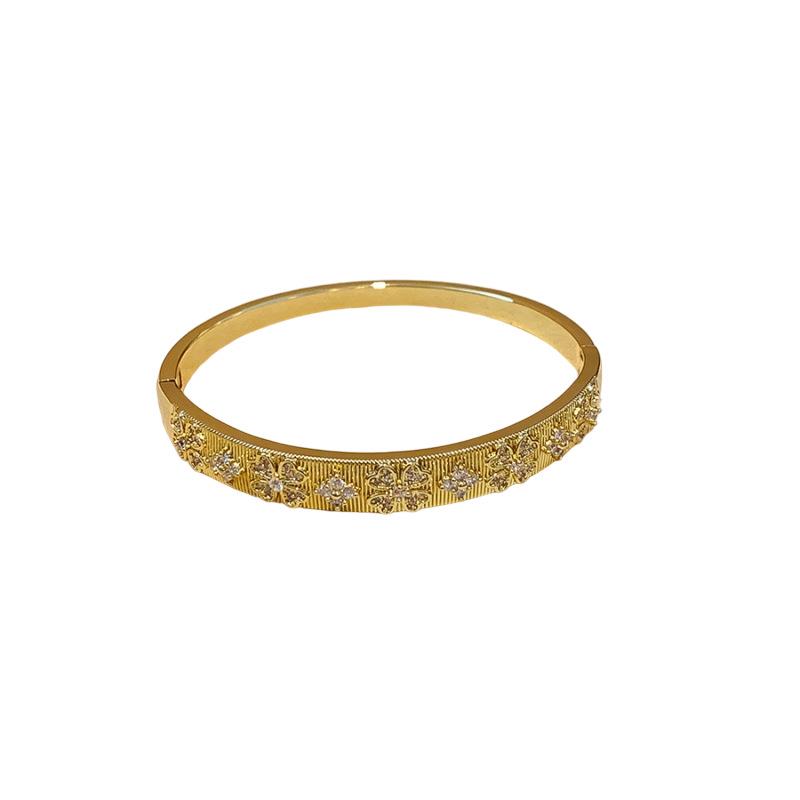 14K Gold-Plated Zircon Starburst Flower Bracelet, Light Luxury Fashion Bangle