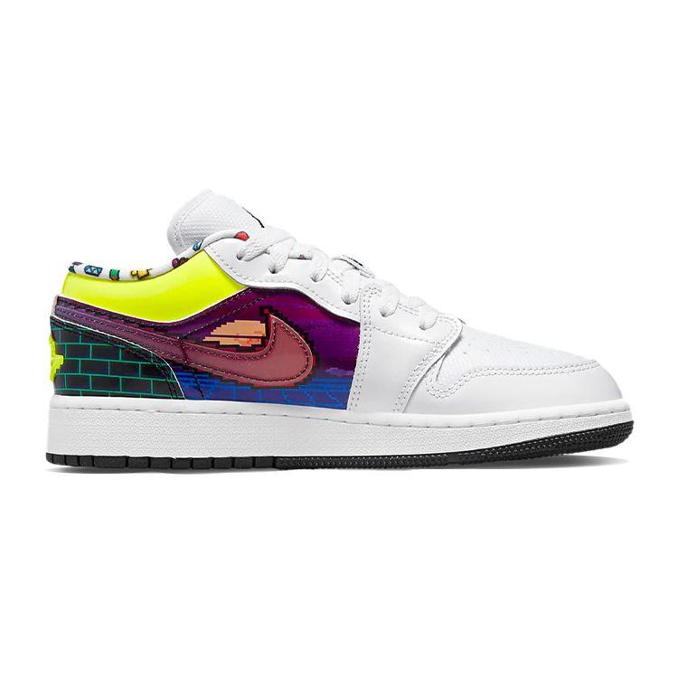 Air Jordan 1 Low Gs Old School Gaming White Rush Pink Lemon Venom DM8969-114