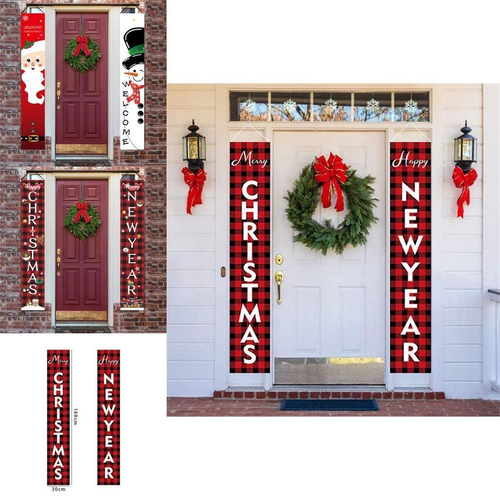 Festive Christmas Hanging Sign Banner Flag Xmas Party Outdoor Decoration