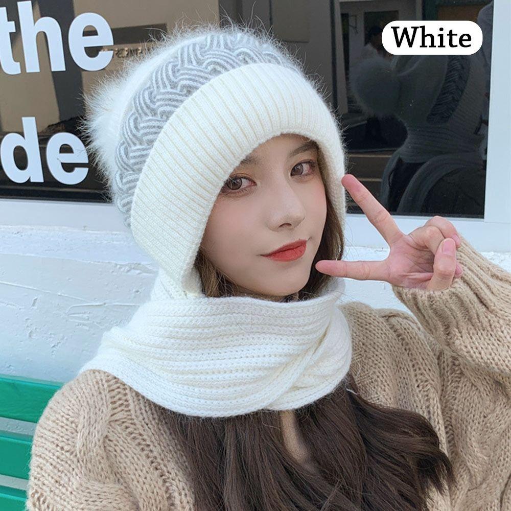 

Winter Balaclava Soft Knitted Hat Beanie Hat Scarf Neck Scarf Cap Neck Warmer білий