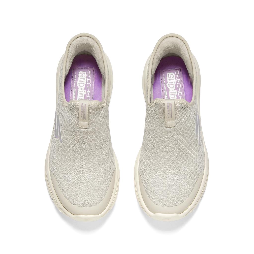 Skechers Go Walk 8 Bequeme Leichte Atmungsaktive Stützende Rückfedernde Gehen Schuhe Damen Sneaker Beige 125933-NAT