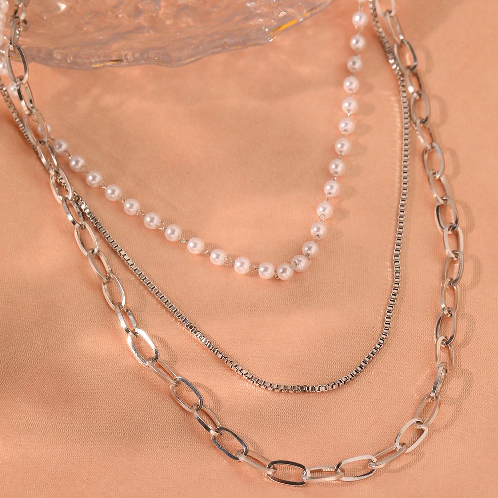Stainless Steel Necklaces Noble White Imitation Zircon Layer Chain Fashion Trending Necklace For Women Zircon Vacation Wear New