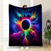 Neon Eclipse Burst Print Blanket Soft and Cozy Perfect for the Living Room Bed Sofa or a Nap,gift