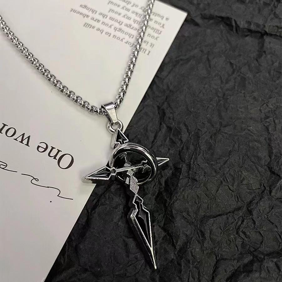 Stylish Cross Pendant Necklace With Titanium Steel Chain For Trendy Men's Fashion