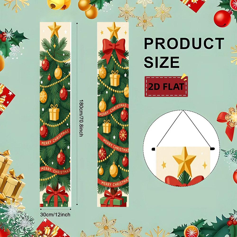 New Year 2pcs Door Couplet Banner 71x12in Christmas Pattern Porch Decoration