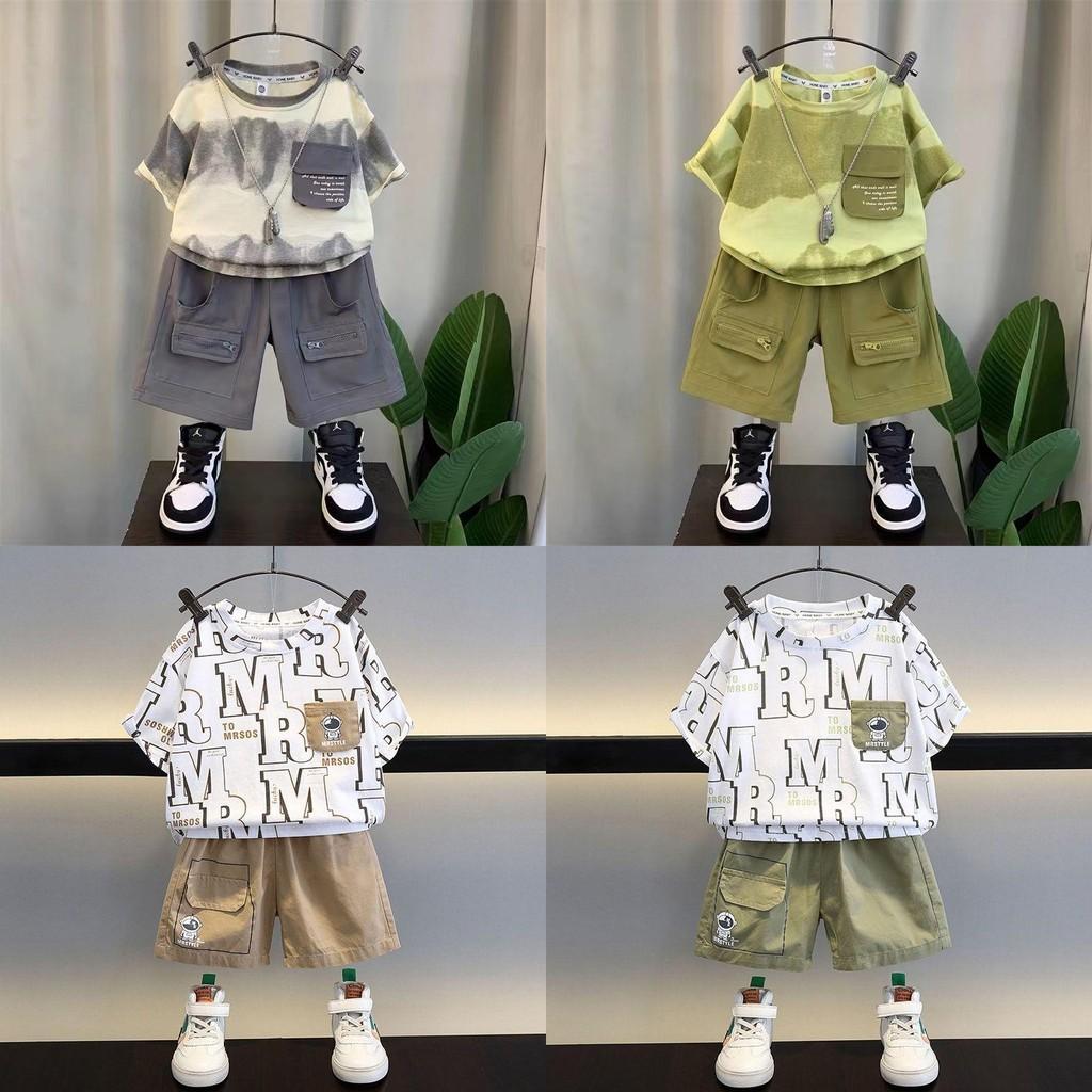 Stylish Boys Summer Short Sleeve Set 2024 Trendy Casual Lightweight Cotton Outfit