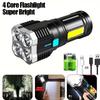 4 LED Mini Flashlight Rechargeable Powerful Portable Torch High Lumens Outdoor Camping Night Flashlights Built in Battery