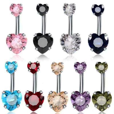 Belly Button Ring Eye-catching Corrosion Resistant Stainless Steel Heart Shaped Belly Navel Stud Piercing