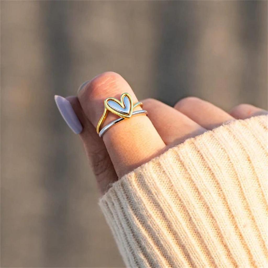 Herzförmiger Liebesring für Damen Mode Exquisiter Ring Schmuck Geburtstag Muttertag Geburtstagsgeschenk für Damen und Mädchen