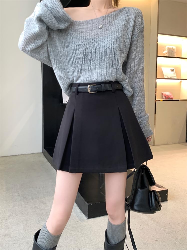 Haus Yayoi Mikro Mini Mini Uni Hoch Süß und Über dem Knie Perfekt für Große oder Größe L Damenrock, Mit Reißverschluss, Länge, Farbe, Taille, Reif, Länge,