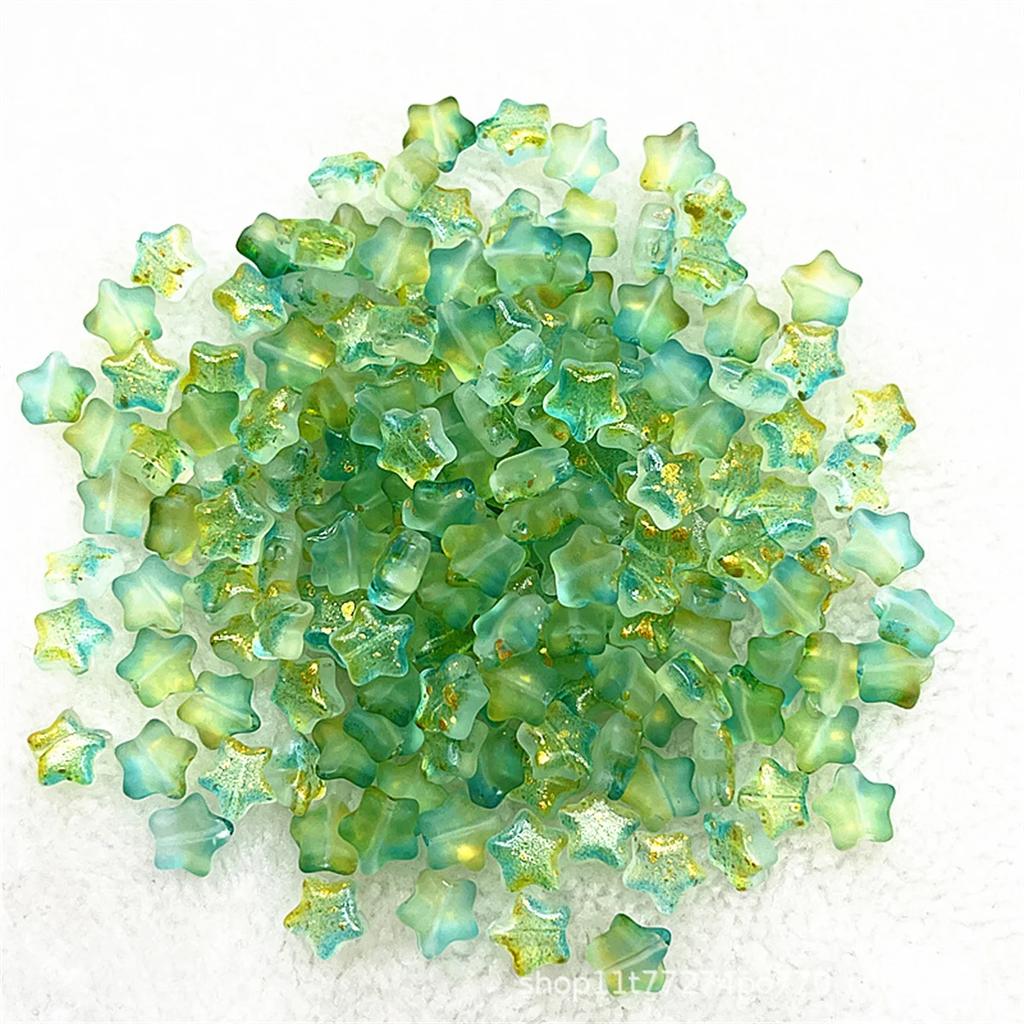 Colorful 30pcs 8mm Mini Polychrome Cute Gradient Five-pointed Star Glass Beads Loose Spacer Beads Jewelry Making DIY Handmade