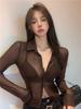Women's Summer High Waist Black Mesh Shirt - Spicy, Chic, Sexy Sun Protection Top
