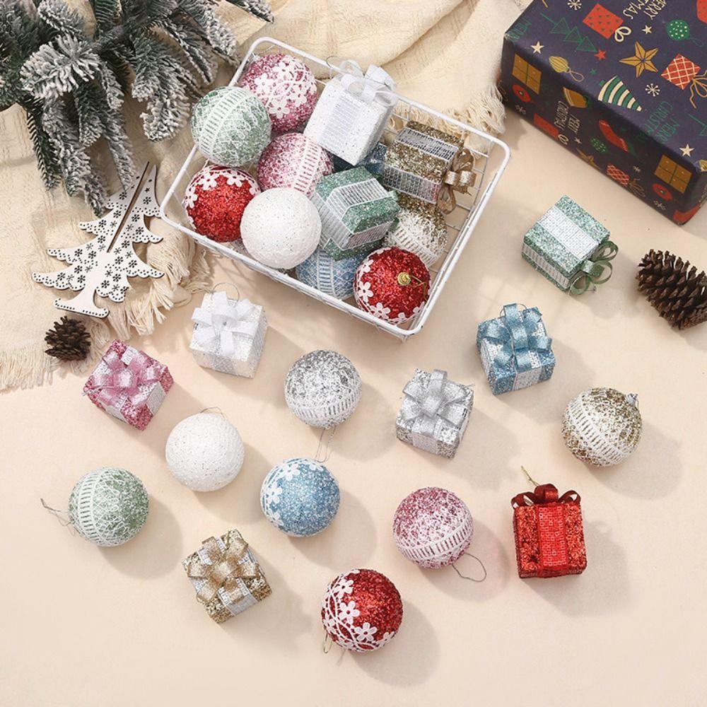 9pcs Glitter Christmas Hanging Balls 8cm Xmas Tree Ornaments Home New Year Gifts