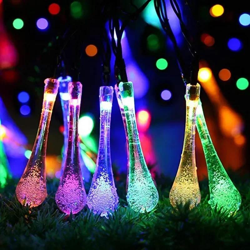 Water Droplets Solar String Lights Waterproof Outdoor 6M 30LED Solar Garland Lamp Decoration Christmas Wedding Party Garden
