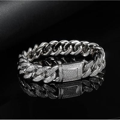 Hot Selling Full Diamond Hip Hop Style Hip Hop Accessories Lock 7.5 Inch Cuban Bracelet