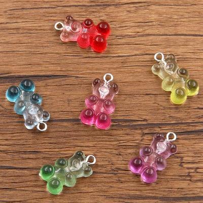 Gradient Little Bear Resin Charms, 6 Colors, for Bags & Phones, 12×21mm Acrylic Accessories