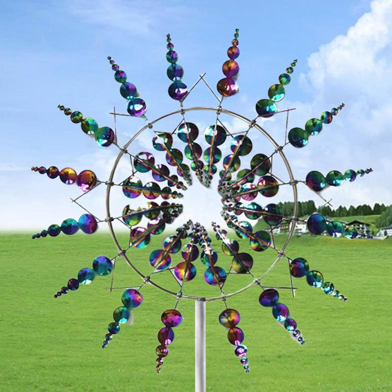 Unique And Magic Metal Windmill Kinetics Art Windcar 3D Wind Powered Kinetics Sculpture Creative 360-degree Rotating Windmill