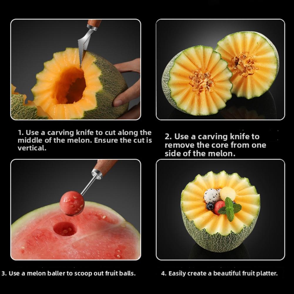 For Parties For Buffets Fruit Ball Digger Fun Party Fruit Display Kit Fruit Tools Melon Baller Rosewood Handle