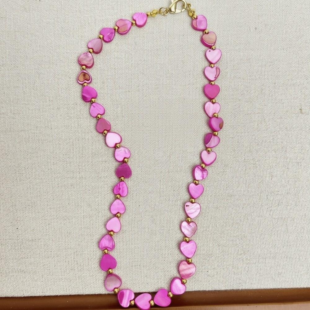 Adjustable Heart Beaded Necklace Ornaments Collarbone Chain Girls Couple Gift