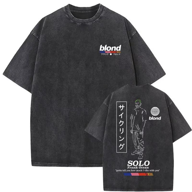 Washed Vintage Rapper Frank Oversized Tshirt Blond Graphic Tshirts Unisex Women Ocean Hip Hop T Shirt Unisexs Fashion Casual Tees