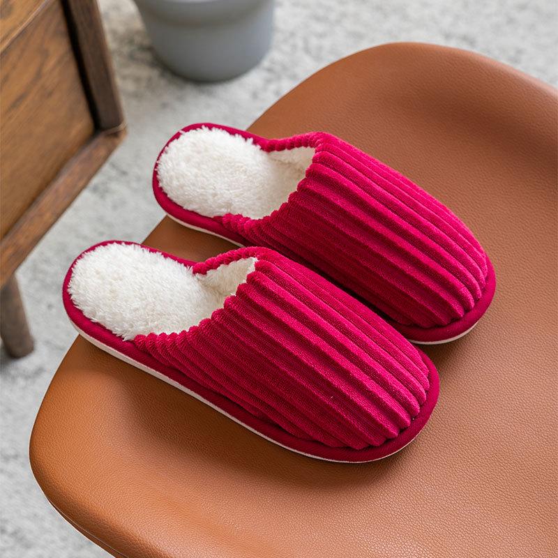 Women's and Men's Plush Non-Slip Cotton Slippers - Indoor Warmth for Spring, Autumn, and Winter