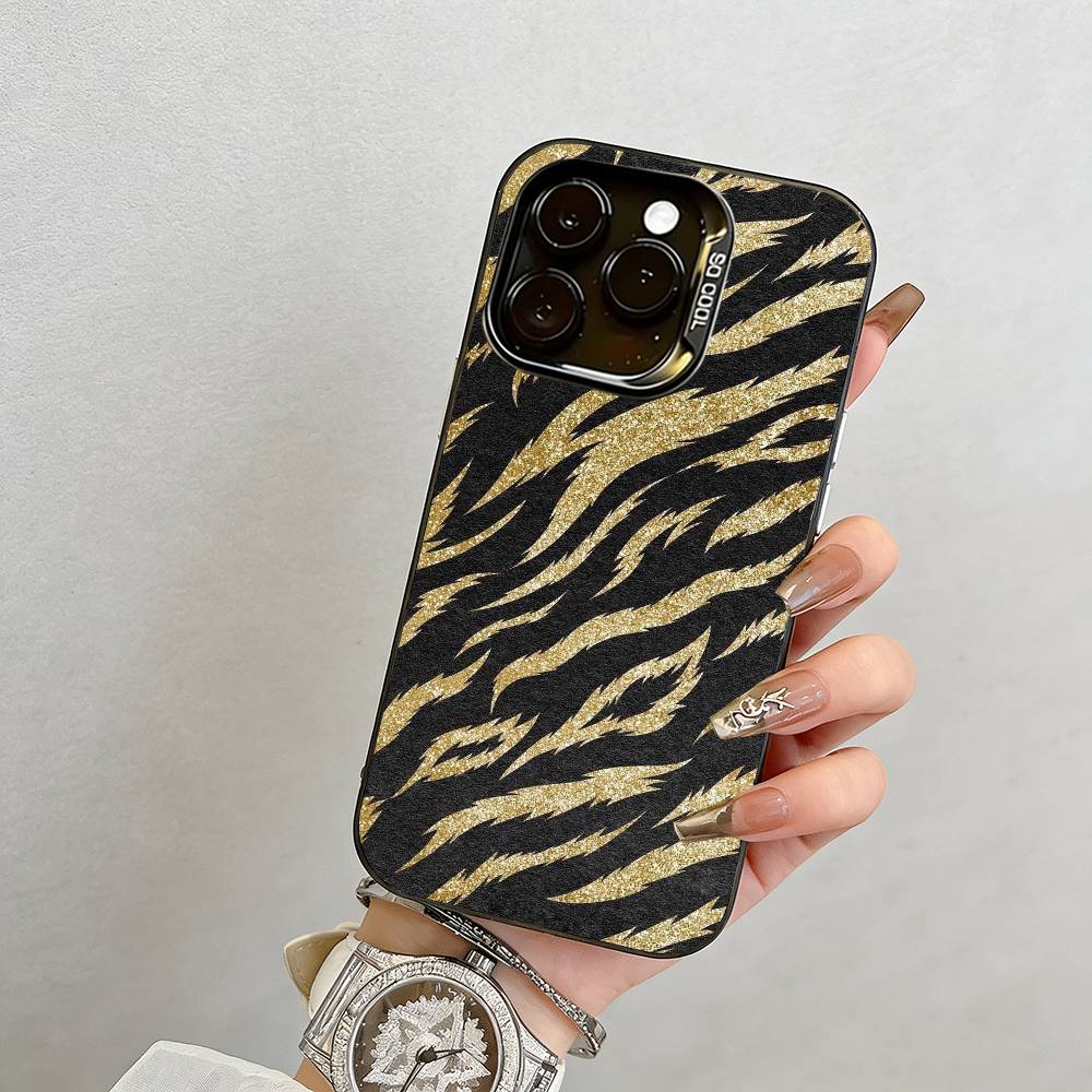 

Tiger print Phone Case For iPhone 17,16,15,14,13,12,11 Plus,Pro Max,XS,Colorful Silver Phone case Funda Cover iPhone17Air
