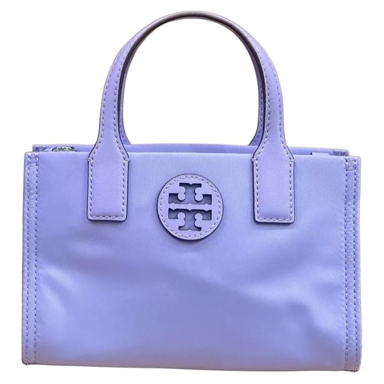 Tory Burch Ella Monochrome Logo Silver Hardware Nylon Tote Bag Mini Women tote Purple 164351-500 Basic Set BagDust Bag 13090₽