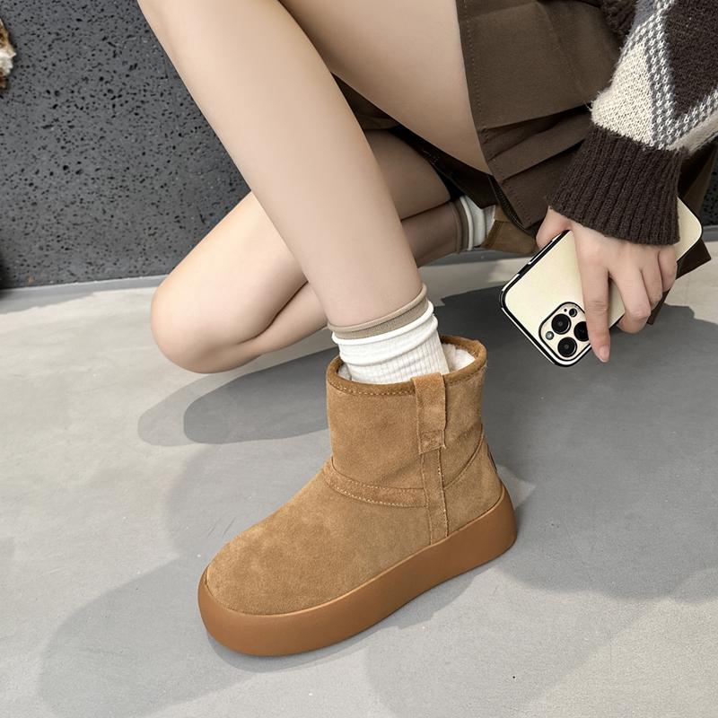 Women's Snow Boots Winter Fleece-lined Warmth Women Boots Large Size Round Toe Comfortable Female Short Boots
