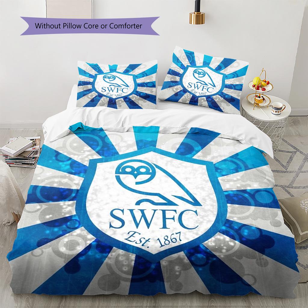 Sheffield Wednesday Football Club Pattern Bedding,Quilt Set Quilt Cover Pillowcase Home Birthday Gift (1 * duvet cover + 2 * pillowcase, without core)