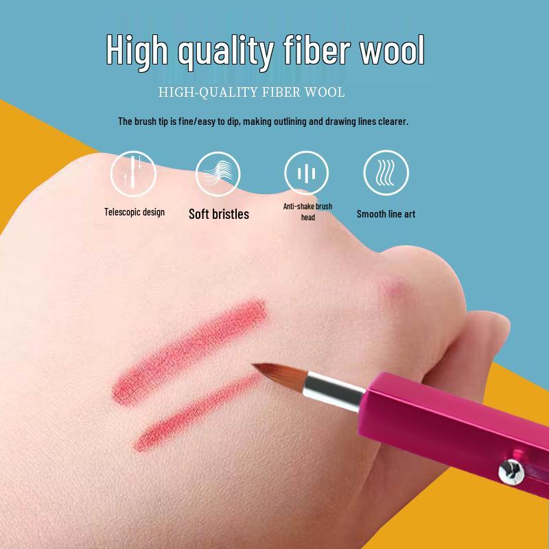 Aluminum Double-Ended Retractable Lip Brush with Lid - Portable Makeup Tool with Round Head