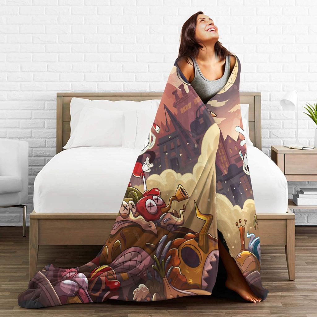Mi Galeria Suprema Flannel Throw Blanket Shooting Game Cupheads Blankets for Sofa Outdoor Super Warm Quilt,