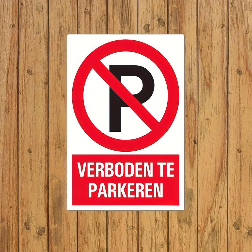 Vintage Dutch No Parking Sign - "Verboden Te Parkeren" Message, Iron Wall Hanging Decor for Home, Garden, Garage, Cafe, Bar,
