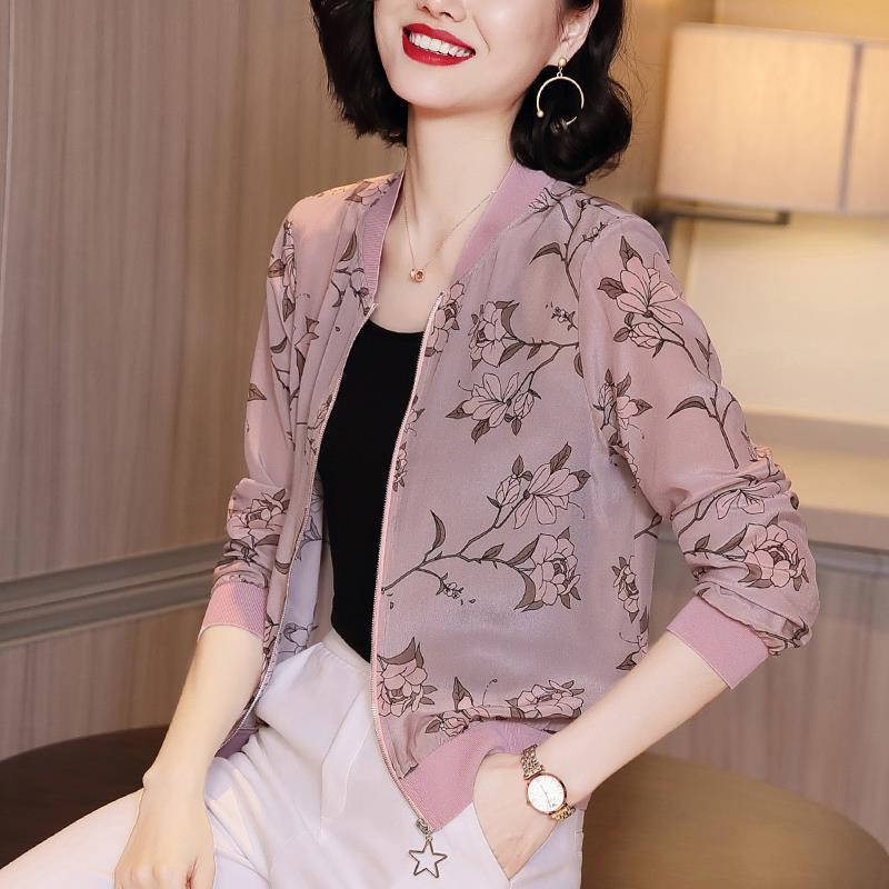 2025 Women's Chiffon Baseball Jacket: Stylish Korean Loose Fit, Sun Protection, Long Sleeve, Zipper, Slimming Top for Summer.
