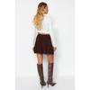 Brown Ruffle Detailed Flounce Mini Knitted Skirt Twoaw24et00214