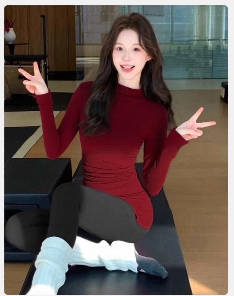 2025 Women's Slimming Red Yoga & Pilates Long Sleeve Top
