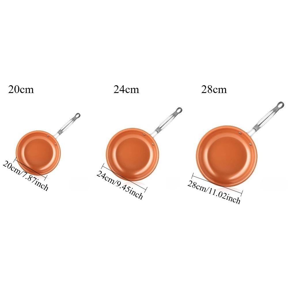 Saucepan Non Stick Skillet Round Copper Color Frying Pan Kitchen for Frying Eggs Steaks Family Restaurant Use Kitchen Cookware