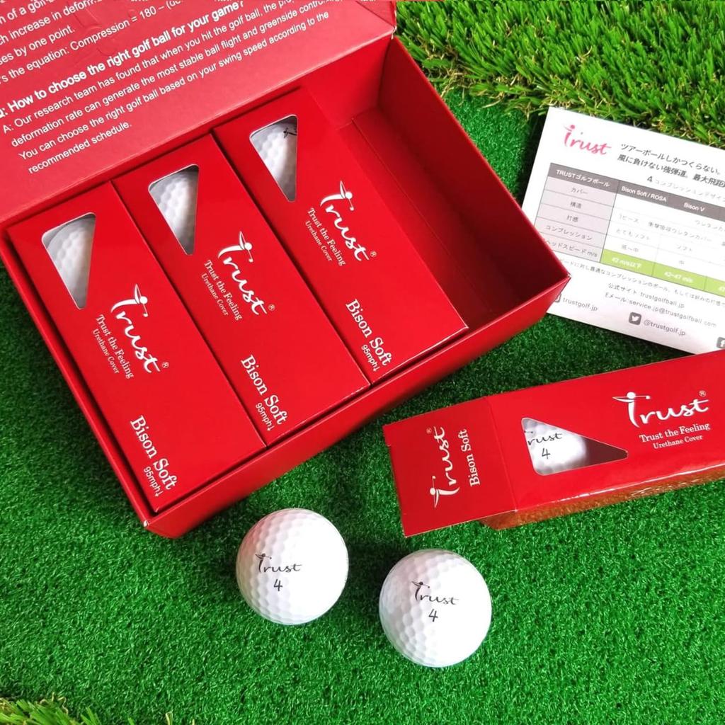 Trust Trust Golf Ball Bison Soft Flying Urethane Cover Reactive Core 4 Dozens White Non-Bending 3-Piece (Tour Series) (48 Pieces)