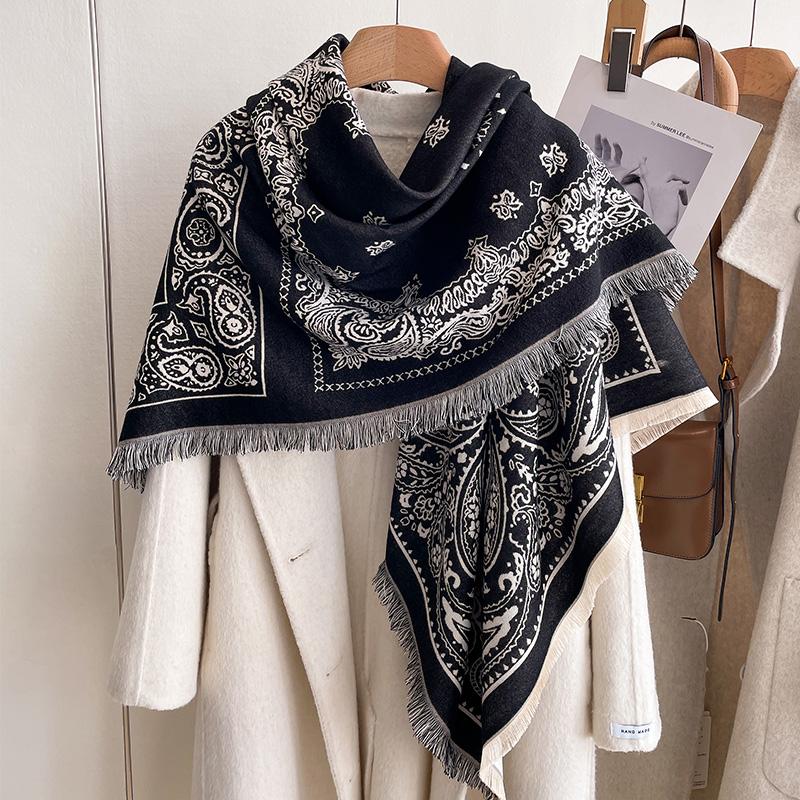 New Fashion Winter Scarf Cashmere Women Pashmina Design floral Wrap Female Thick Blanket Soft Bufanda warmth Shawl Kerchief 2024