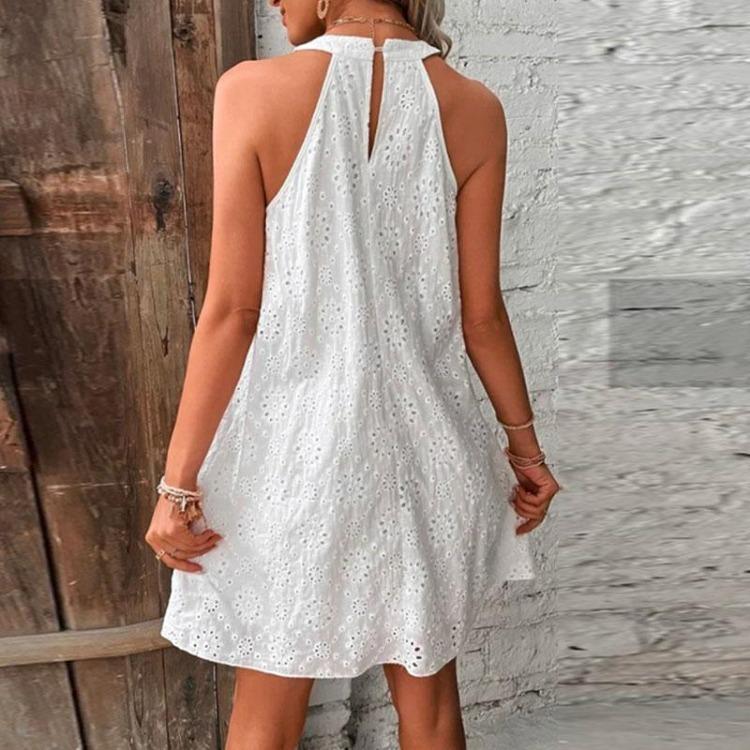 Summer Women Casual Sleeveless Mini Dress Loose O Neck Tank Beach Party Holiday Fashion Dress