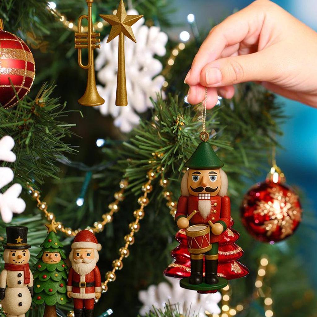 24-Days Acrylic 2D Flat Christmas Nutcracker Ornaments Nutcracker Advent Holiday New Year Pendant Advent for Car Home Dorm