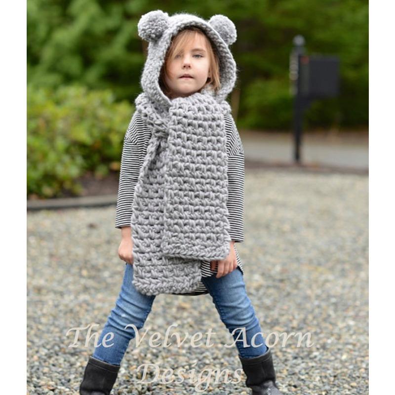 

Осень и зима новая детская шапка с мишкой шерстяной помпон длинный шарф интегрированная шапка теплая для мальчика и девочки детская шапка one size fits all серый