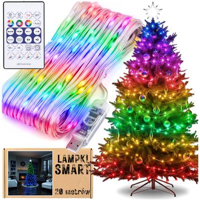 Lampki Choinkowe 200 LED SMART 20m Multicolor +pilot Taśma USB Inteligentne MORE&DECO