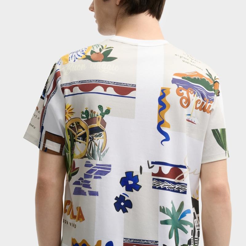 New FILA Lifestyle T Shirt Men's All Over Print F11M528102FZA