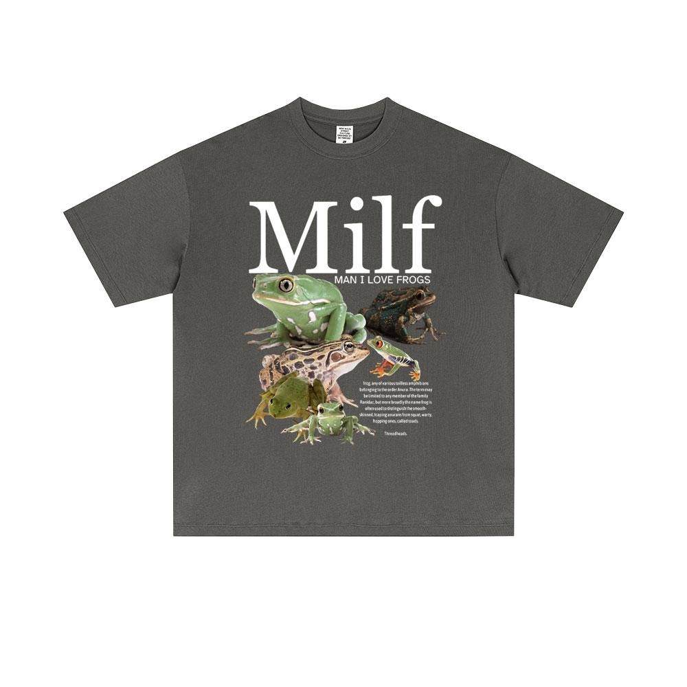 MILF Man I Love Frogs Funny Frog Amphibian Lovers Meme T Shirt Men Women Casual Cotton Vintage Short Sleeve Oversized Tshirts