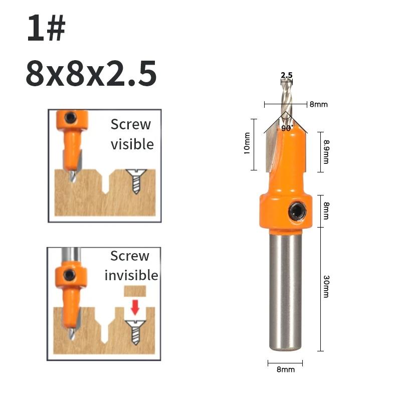8MM Shank Hss Countersink Router Bit Screw Extractor Woodworking Hole Opener Drill  Milling Cutter For Wood Alloy Step Drill