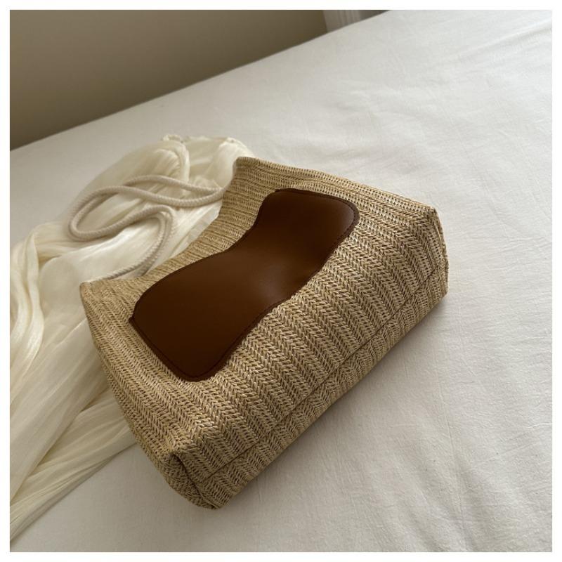 Straw large-capacity tote bucket bag women's summer new beach bag shoulder bag