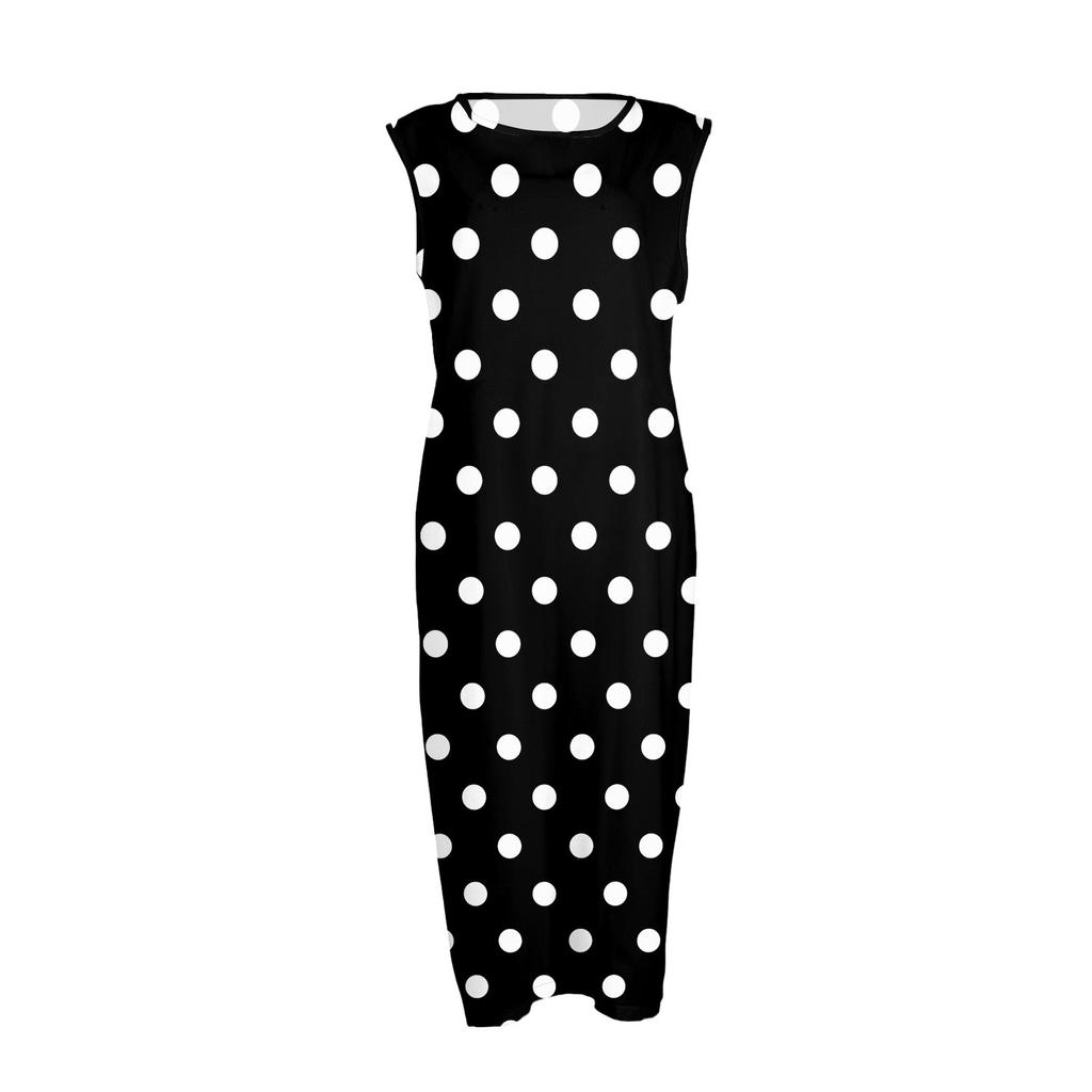 Women's Fashion Casual Sleeveless Round Neck Polka Dot Striped Elegant Temperament Dress