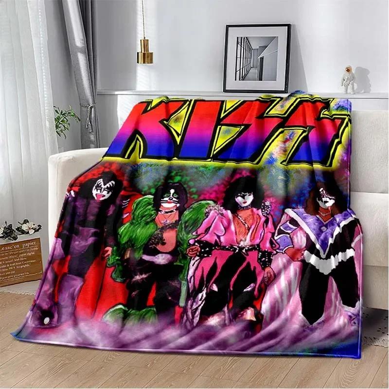 KISS Band Pattern Throw Blanket Light Weight Blanket for Living Room Bedroom Kidsroom Warm Blanket Christmas Gift